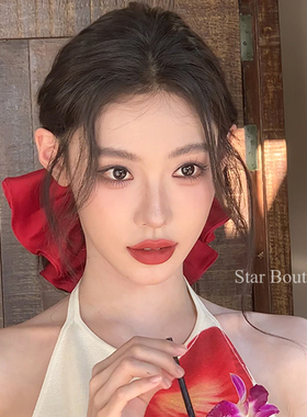 法式高级感红色大肠发圈女超大号丸子头扎头发头绳皮筋慵懒风头饰