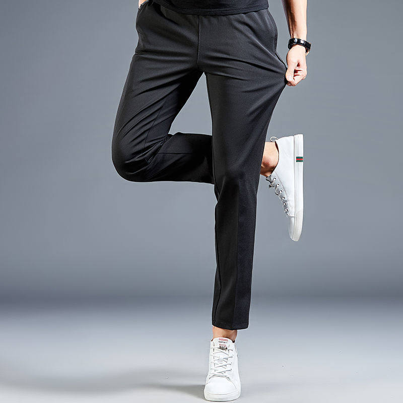 工作服裤厨师裤子男厨房工装裤直筒松紧西裤宽松黑色服务员休闲裤
