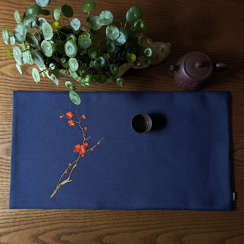 桌旗防水禅意简约棉麻刺绣茶席茶垫新中式手绘麻布灰色茶旗布茶室,居家布艺,茶席,淘宝优惠券,粉丝福利购,淘宝优惠卷