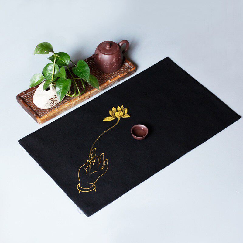 听禅阁手绘茶席桌旗厂家直销