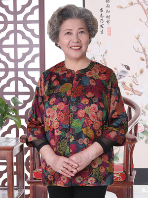 神采夫人奶奶夏装真丝香云纱衬衫