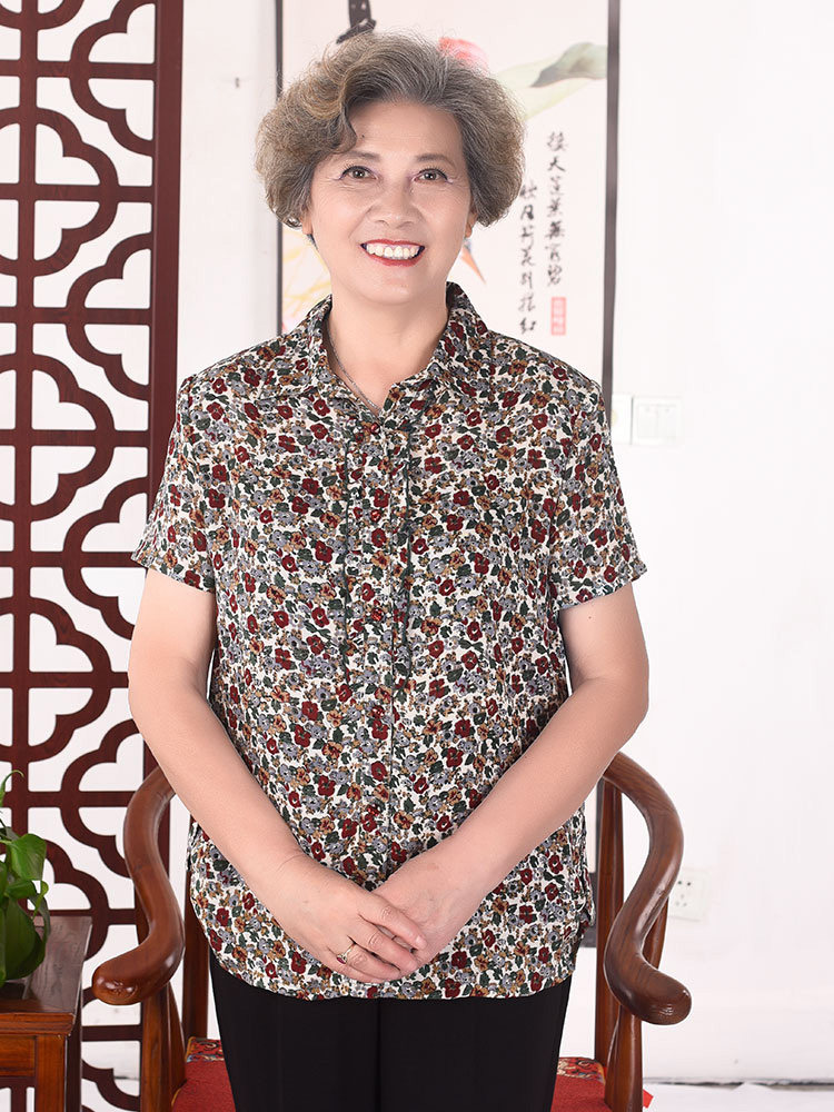 神采夫人清仓老年女装桑蚕丝衬衫