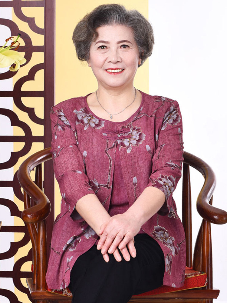 清仓老年人夏装女奶奶两件套衬衫太太衬衣新款妈妈老人春夏衣服