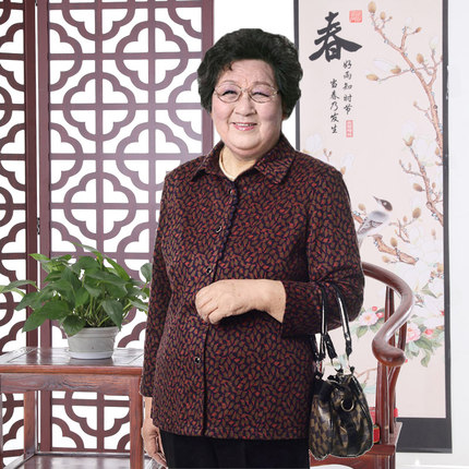 中老年人秋装女妈妈衬衫老太太宽松薄款外套奶奶长袖衬衣老人衣服
