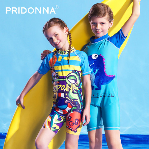 pridonna儿童连体防嗮游泳
