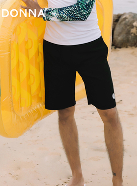 PRIDONNA男士黑色短裤五分沙滩裤宽松运动休闲裤 松紧带速干防水