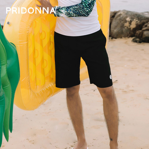 pridonna黑色松紧带防水沙滩裤