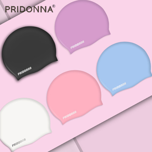 pridonna纯色加大男女勒头游泳帽