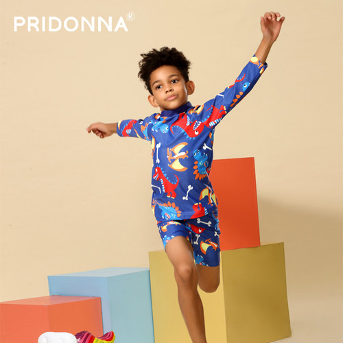 新款儿童泳衣男孩分体长袖浮潜衣