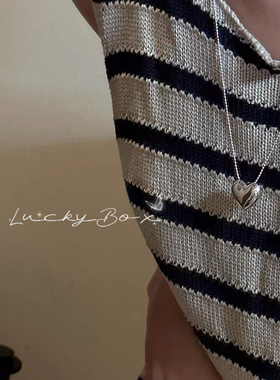 「一见倾心」光面爱心925银项链简约百搭时尚ins设计感韩系毛衣链