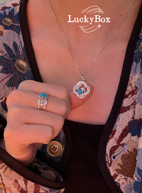 「蝶恋花」天然美松四叶草镂空花窗925纯银绿松石项链原创新中式