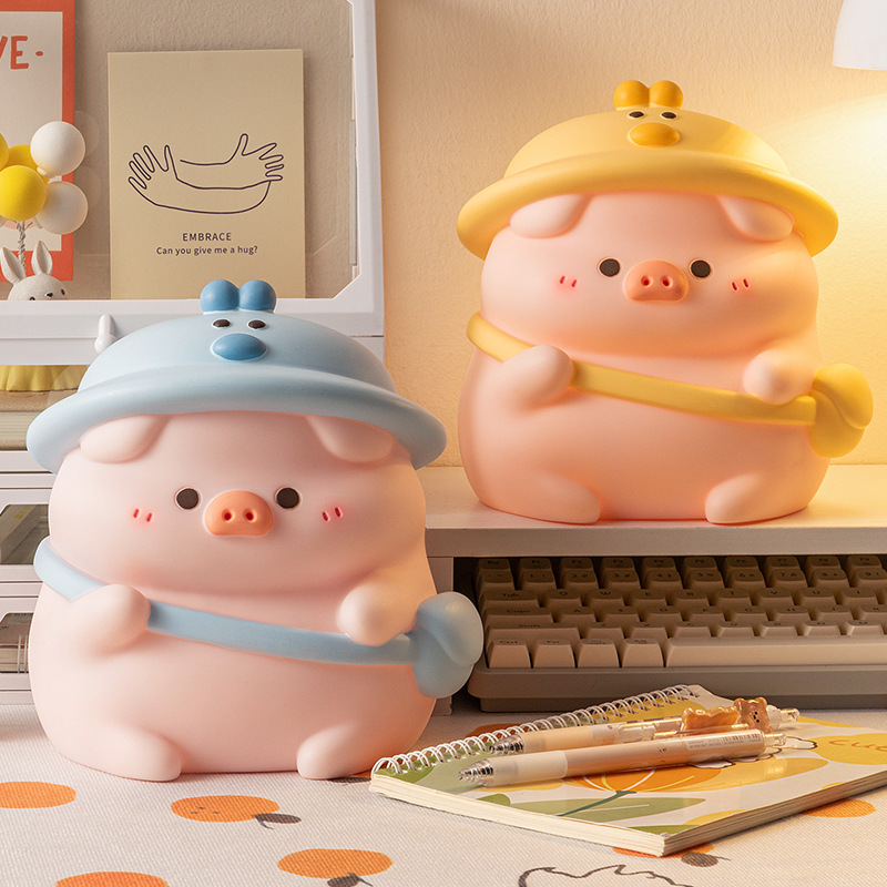 嘟嘟猪存钱罐儿童卡通玩具公仔搪胶防摔储蓄罐大容量可存可取礼物
