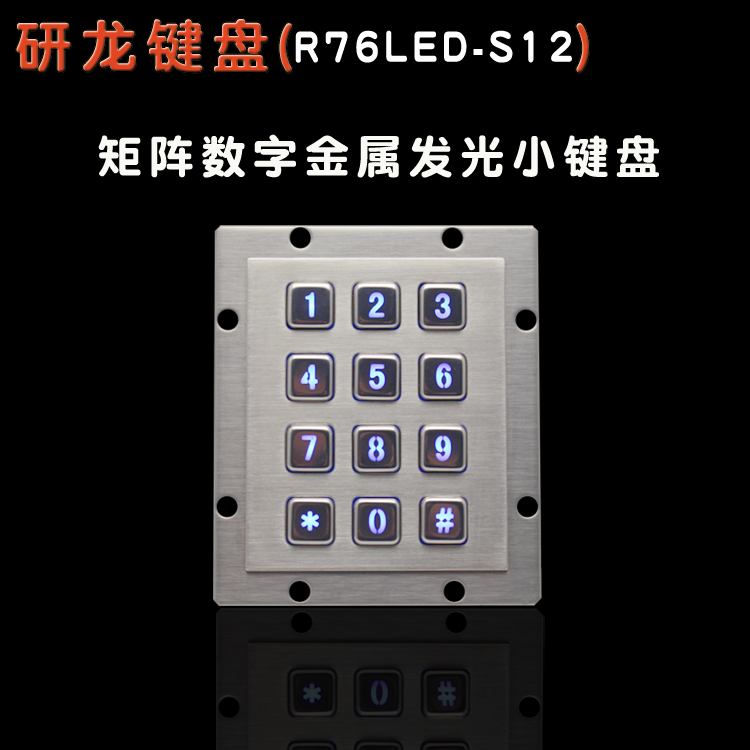 研龙R76LED-S12嵌入式背光键盘不锈钢数字工业R120-S16金属键盘 电脑硬件/显示器/电脑周边 键盘 原图主图