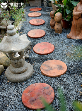 水磨坊户外庭院装饰彷砖踏步石别墅花园造景布置汀步石草坪垫脚石