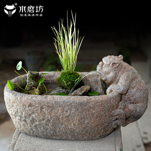 水磨坊中式貔貅招财流水摆件循环水客厅玄关茶室桌面装饰造景鱼缸