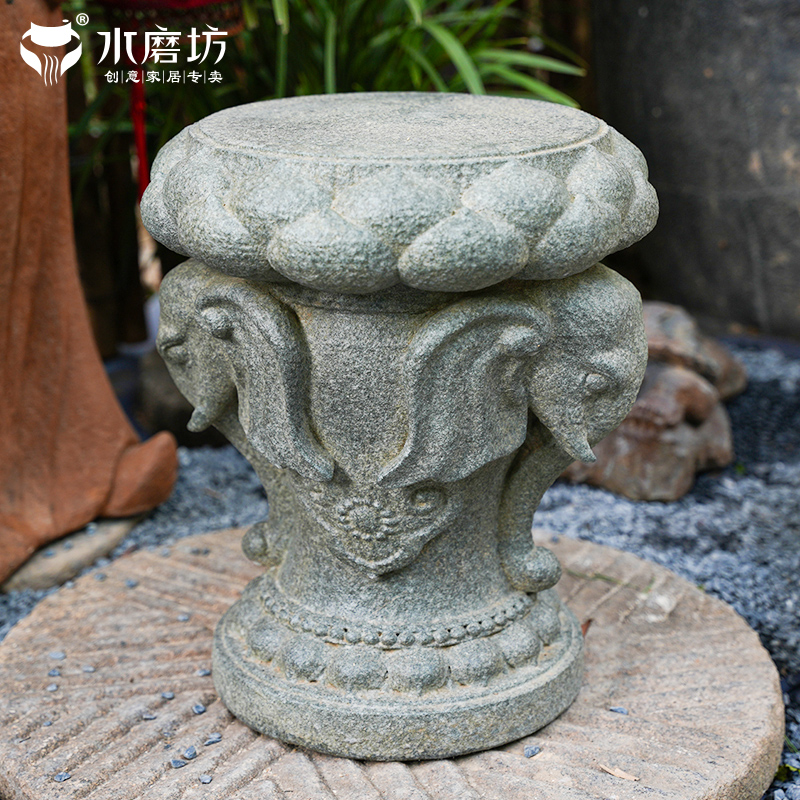 水磨坊吉象凳子庭院造景布置摆件
