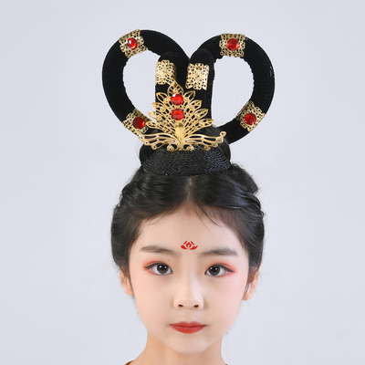 飞天反弹琵琶舞蹈头饰发包一体乐鼓汉服古典敦煌舞云川吉祥天女