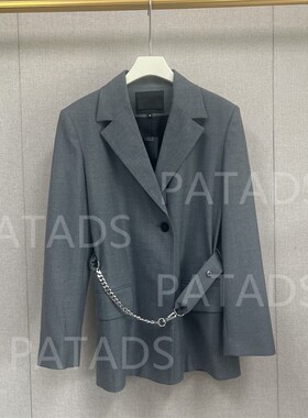 包邮法国M家23早秋新款女法式气质腰带西装西服外套上衣VE00508