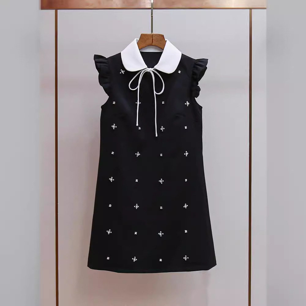 maSande[现货]高端女装新款气质飞飞袖娃娃领设计感减龄连衣裙子