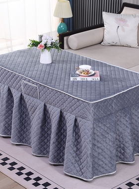 欧艺缘双面绒加厚烤火罩简约现代菱格纹电炉罩灰色毛绒连体大裙摆