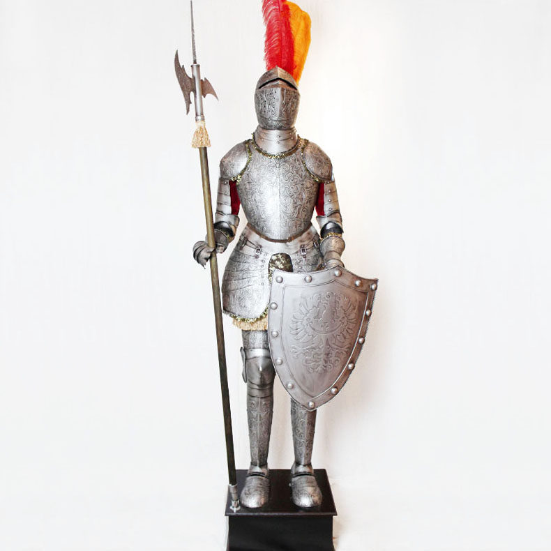 中世纪盔甲2米欧式创意酒吧餐厅装饰落地摆件复古手工铁家居推荐