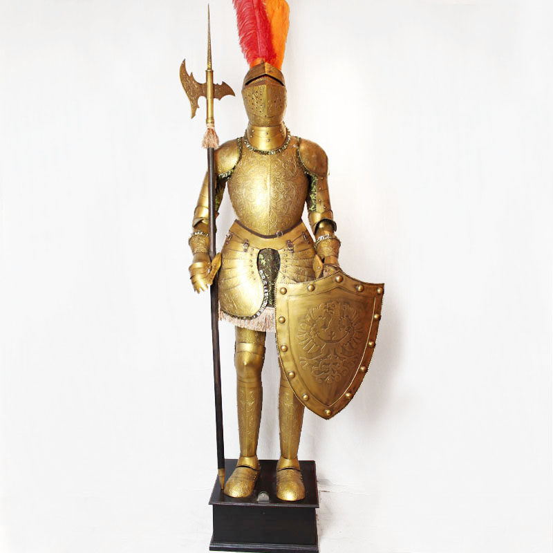 中世纪骑士盔甲复古酒吧轻奢餐厅创意家居欧式摆件装饰2米推荐