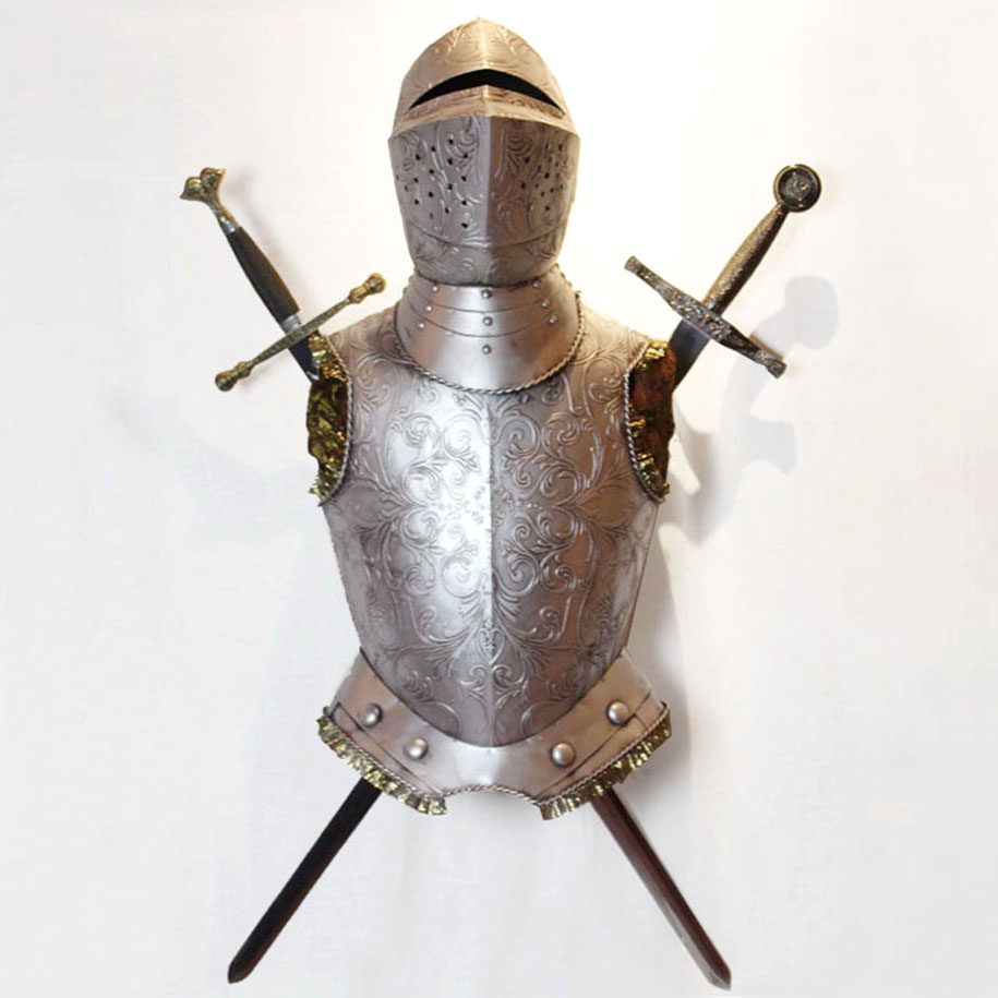 中世纪盔甲酒吧骑士欧式立体铁艺壁饰挂件墙面餐厅网咖售楼部推荐