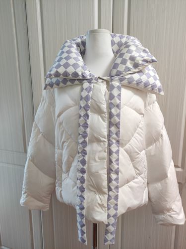 ITIB正品专柜4029设计师款宽松休闲面包服羽绒服双层领格纹白鸭绒