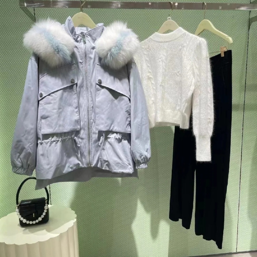 欧五加5+正品专柜2990冬季狐狸毛皮草派克外套獭兔毛内胆毛领可拆