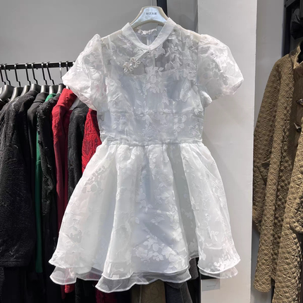 ITIB正品设计师少女小个子夏新中式高腰公主短裙蓬蓬裙纱裙连衣裙