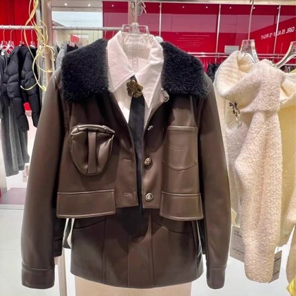 ITIB正品春秋联名设计师款立领小个子PU皮衣夹克翻领外套机车风酷