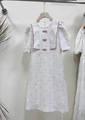 知恩GCCG正品夏季连衣裙女甜美中式风手工盘扣圆领小香风裙子3730