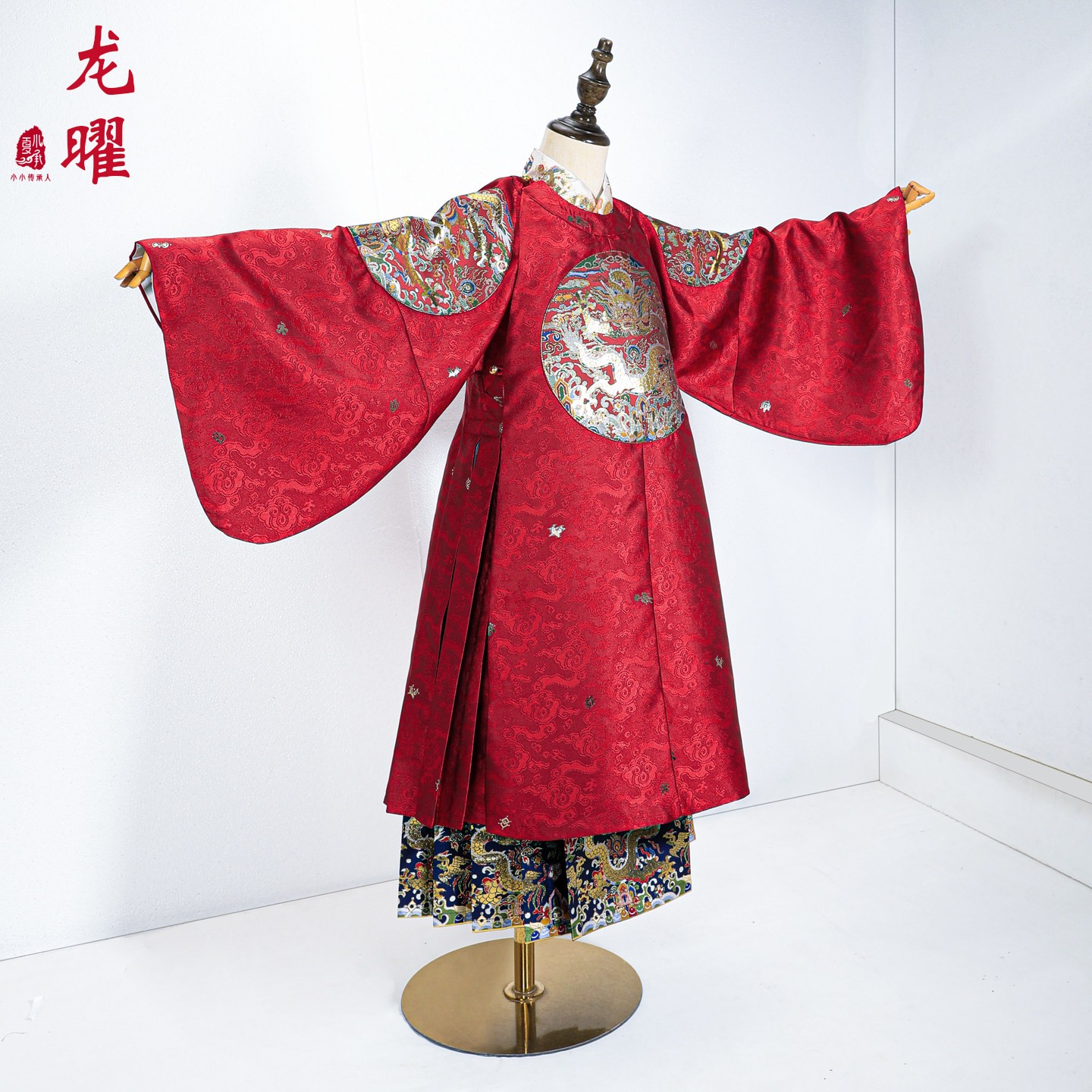 夏小承复原明制汉服团龙圆领袍国风套装古装男童女童儿童宝宝春装图片