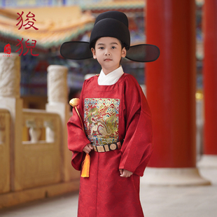 夏小承复原明制补服男童汉服周岁新款宝宝圆领袍男孩古装儿童夏季
