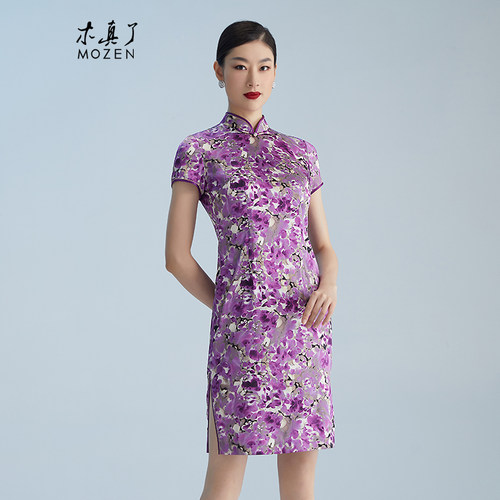 木真了女装新品中式风碎花旗袍裙