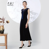 木真了中式 礼服104 钻饰刺绣宴会长款 女装 丝绒绣花连衣裙新品