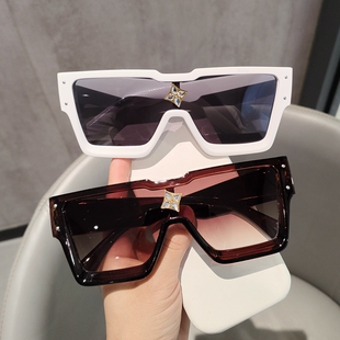 2025欧美大框连体墨镜男女款潮流超酷个性镶钻百万富富翁太阳眼镜