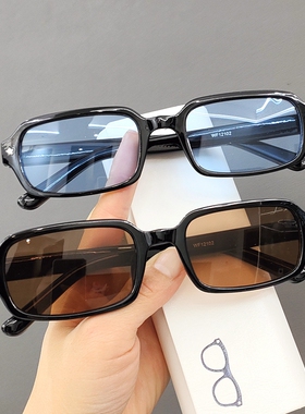 欧美复古小框方形墨镜男士开车防紫外线高级感太阳眼镜女款显瘦潮