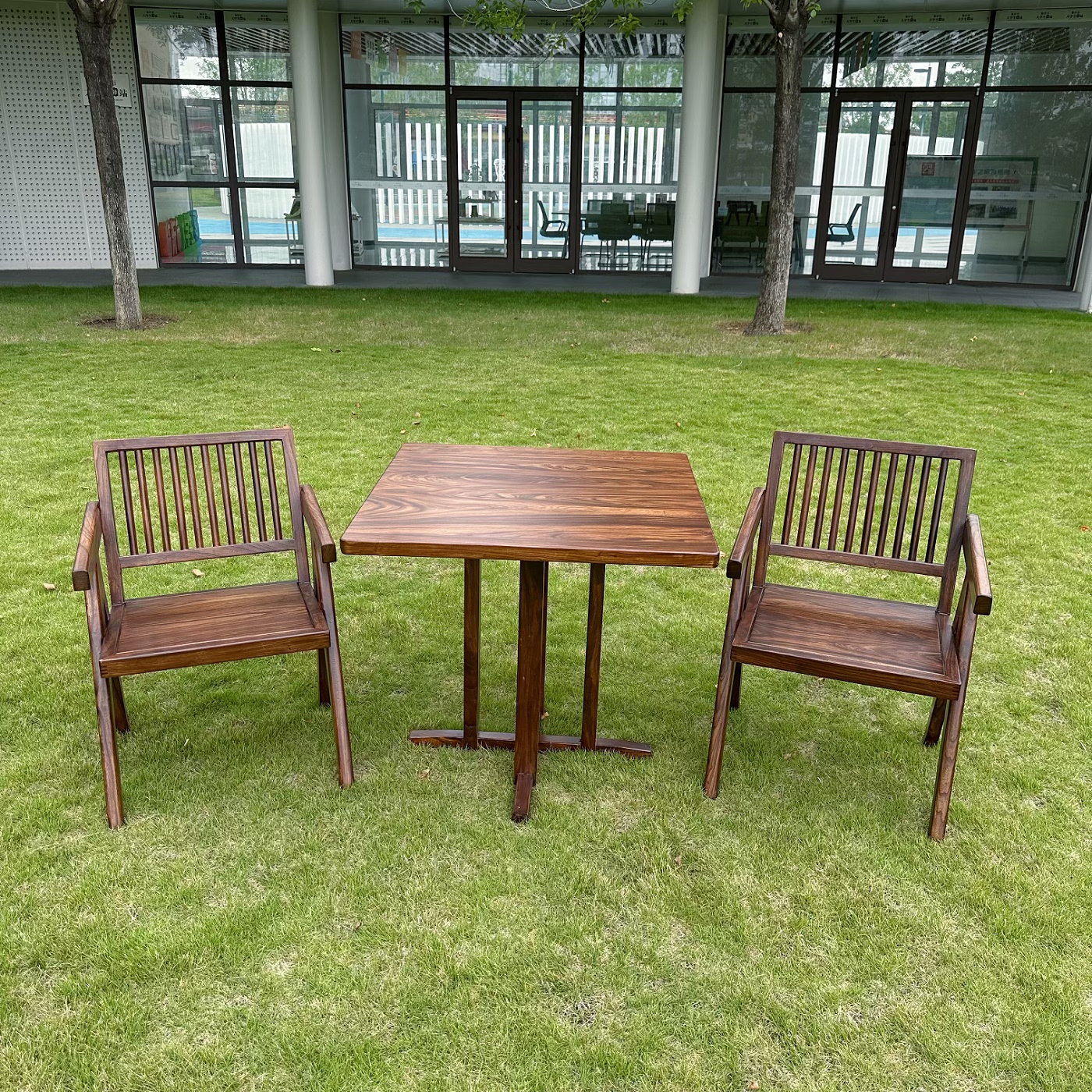 侘寂风实木桌椅组合中古民宿咖啡餐饮店休闲洽谈老榆木方桌圆餐桌