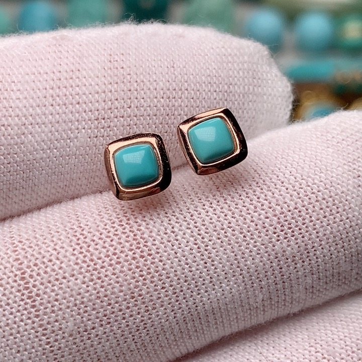 绿松石方形耳钉,饰品/流行首饰/时尚饰品新,DIY配件,淘宝优惠券,粉丝福利购,淘宝优惠卷