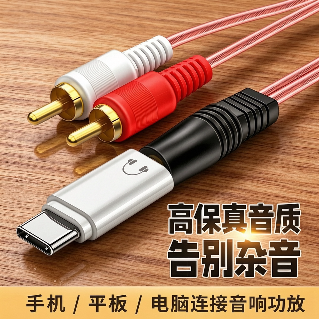 莲花头音响功放低音炮听歌音频线