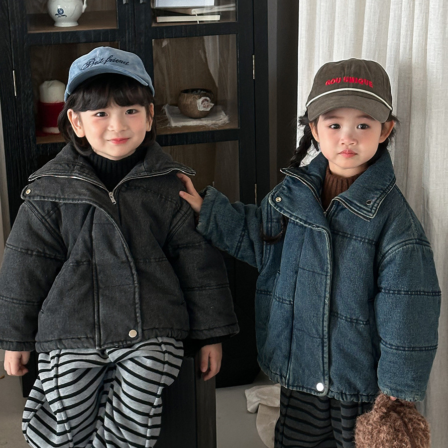 童装儿童宝宝冬季加厚牛仔棉服