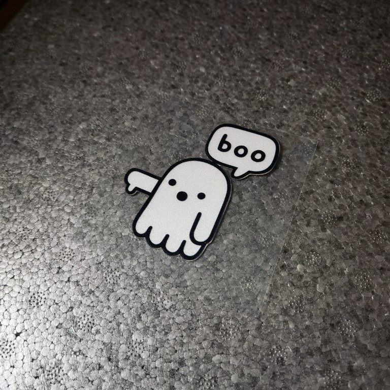 soko贴贴 幽灵boo嘘禁声表情车贴 创意卡通贴纸前后档内饰反光贴