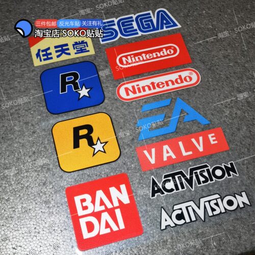 SOKO贴贴 游戏公司LOGO标志车贴任天堂万代世嘉动视V社R星EA贴纸