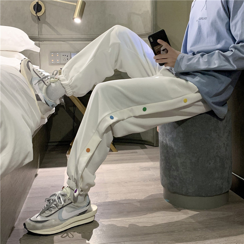 Guard pants, color breasted pants, sport button pants, men's and women's casual pants