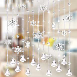 饰屏风卧室客厅帘 水晶雪花珠帘隔断玄关过道阳台门帘免打孔成品装