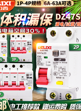 德力西DZ47sLES小型C型漏电保护断路器 3P/3P+N/4P上进线