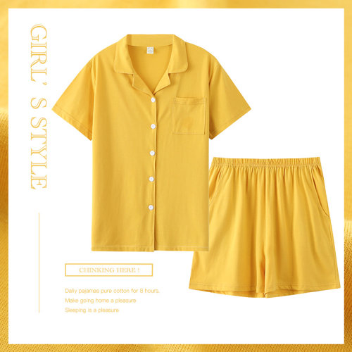 睡衣女夏纯棉薄款短袖家居服