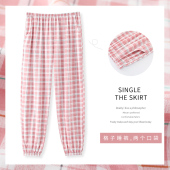 宽松束口脚可外穿女士全棉家居裤 格子睡裤 长裤 薄款 夏 女纯棉春秋季