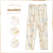 家居裤 卡通可爱可外穿珊瑚绒仙女暖暖裤 女秋冬法兰绒长裤 加厚睡裤